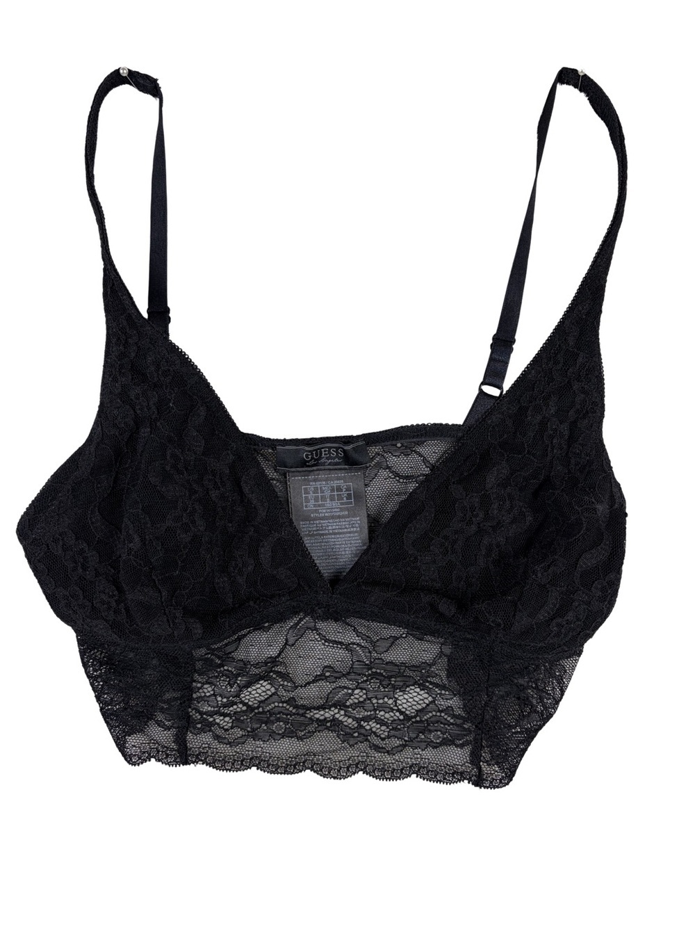 Guess Black Lace Longline Bralette Top